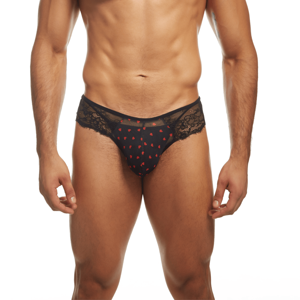 Secret Male SMI078 Flower Laced Bikini with Hearts Modern Male Lingerie