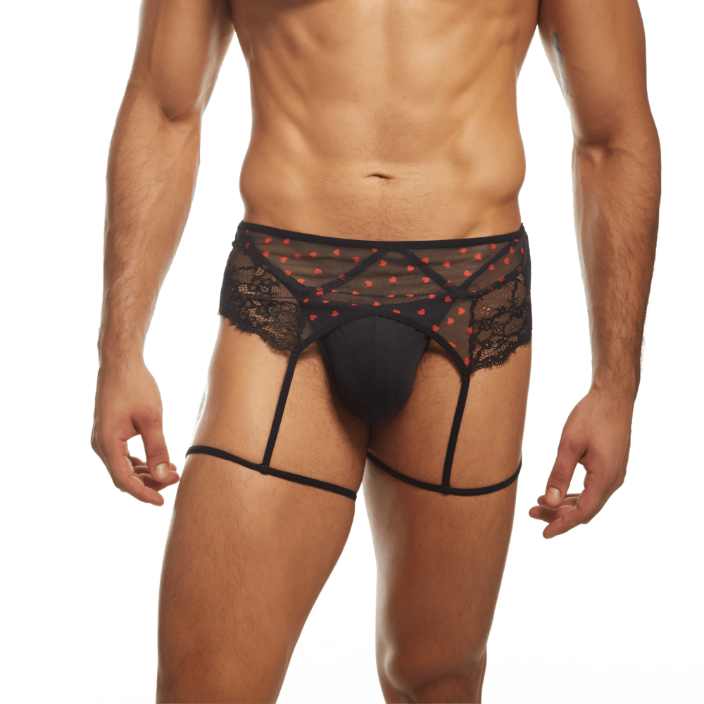 Secret Male SMU007 Flower Laced Peek-a-boo Lingerie with hearts Alluring Men's Underwear